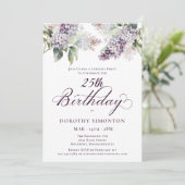 Invitation PARTI SURPRISE 25e anniversaire Purple Lilac Flora (Debout devant)