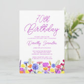 Invitation PARTI SURPRISE 70E Anniversaire Fleur sauvage viol (Debout devant)