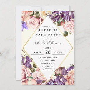 Invitation Parti surprise Beaux Bluebells et Roses