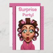 Invitation Parti surprise des femmes portant des Curlers (Devant / Derrière)