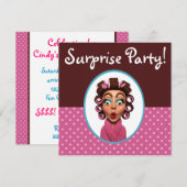 Invitation Parti surprise des femmes portant des Curlers (Devant / Derrière)