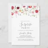 Invitation Parti surprise Fleur sauvage multicolore simple (Devant)