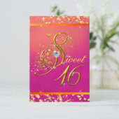 Invitation Parti Sweet sixteen orange et rose (Debout devant)