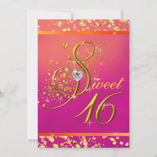 Invitation Parti Sweet sixteen orange et rose