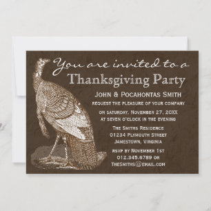 Invitation Parti Thanksgiving de Turquie