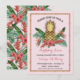 Invitation Parti Tropical Golden Pineapple Luau