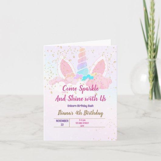 Invitation Parti Unicorn (Devant)