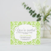 Invitation Parti vert Damask moderne (Debout devant)
