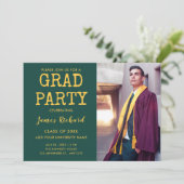 Invitation Parti Vert Et Or Moderne (Debout devant)