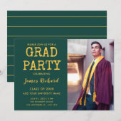 Invitation Parti Vert Et Or Moderne (Devant / Derrière)