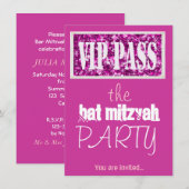 Invitation Parti VIP Bat mitzvah de Pink Bar Mitzvah (Devant / Derrière)