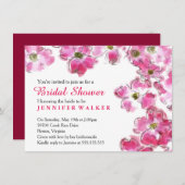 Invitation Parti Wedding shower des fleurs roses (Devant / Derrière)