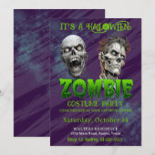 Invitation Parti Zombie Halloween (Devant / Derrière)