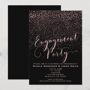 Invitation PARTICIPATION Douche Rose noir Gold Confetti