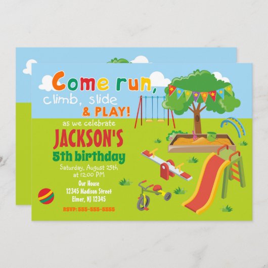 Invitation Partie à l'invitation d'anniversaire de terrain de (Devant / Derrière)