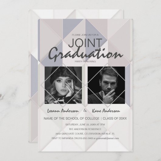 Invitation Partie Abstraite de l'obtention d'un diplôme conjo (Devant / Derrière)