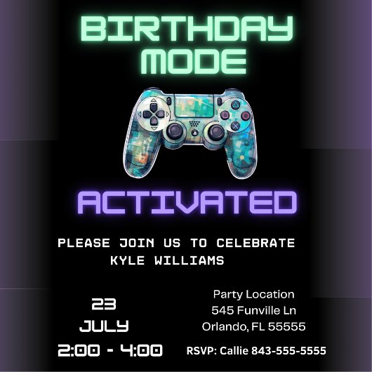 Invitation Partie activée : Mode Anniversaire Activé ! Niveau