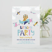 Invitation Partie Anniversaire de enfant du pilote de dessin  (Debout devant)