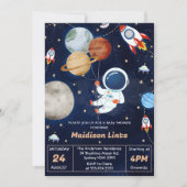 Invitation Partie Baby shower de garçon de l'astronaute spati (Devant)