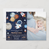 Invitation Partie Baby shower de garçon de l'astronaute spati (Devant)
