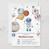 Invitation Partie Baby shower de garçon de l'astronaute spati (Devant)