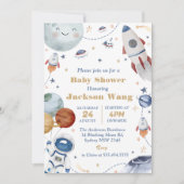 Invitation Partie Baby shower de l'astronaute spatiale (Devant)