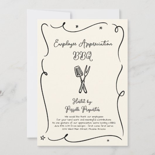 Invitation Partie BBQ de l'entreprise d'appréciation des empl (Devant)