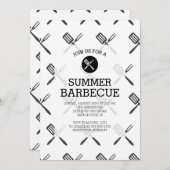 Invitation Partie blanche de barbecue d'été de noir moderne (Devant / Derrière)