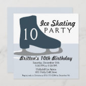 Invitation Partie bleue de minuit de patinage de glace de (Devant / Derrière)