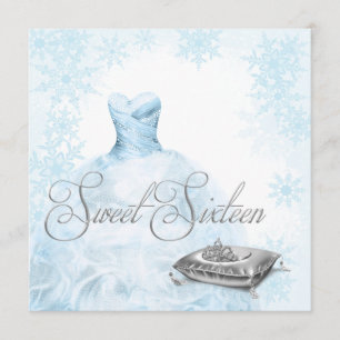 Invitation Partie bleue de sweet sixteen de flocon de neige