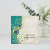 Invitation Partie bleue turquoise de Quinceanera de damassé (Debout devant)