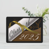 Invitation Partie Brown et Gold Graduation (Debout devant)