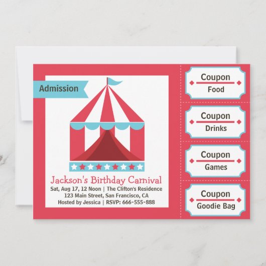 Invitation Partie d'anniversaire de enfant - billet (Devant)