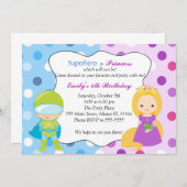 Invitation Partie d'anniversaire de enfant de princesse (Devant / Derrière)