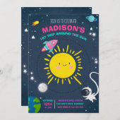 Invitation Partie d'anniversaire de l'espace extra-atmosphéri (Devant / Derrière)