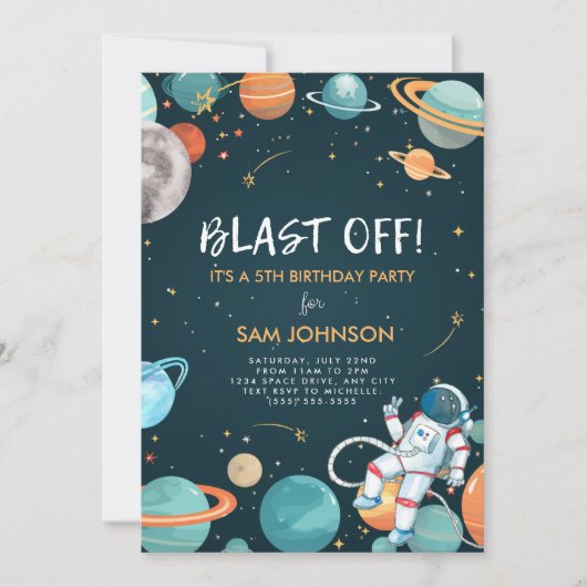 Invitation Partie d'anniversaire de l'espace extra-atmosphéri (Devant)