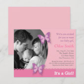 Invitation Partie de baby shower élégante de papillon de (Devant / Derrière)