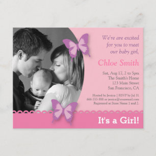 Invitation Partie de baby shower élégante de papillon de