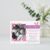 Invitation Partie de baby shower élégante de papillon de rose (Debout devant)