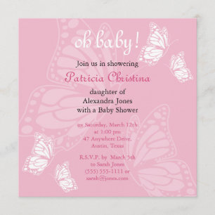 Invitation Partie de baby shower sensible simple de rose de