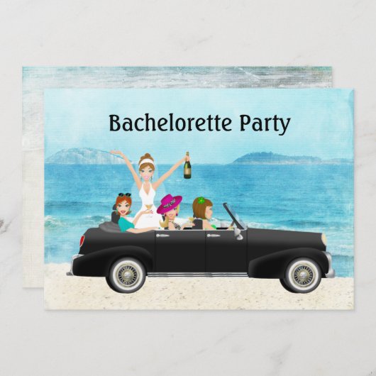 Invitation Partie de Bachelorette de mariage de plage de (Devant / Derrière)