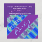 Invitation Partie de bat mitzvah de rubans bleus (Devant / Derrière)