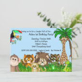 Invitation Partie de Birthay d'amusement de safari de jungle (Debout devant)