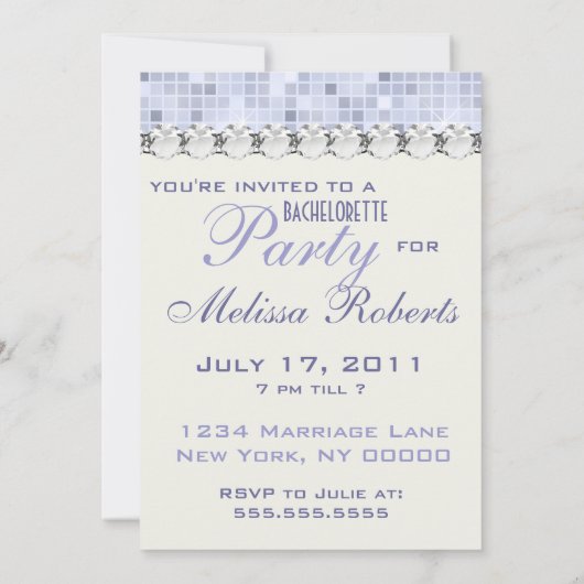Invitation partie de bling glam et glitz bachelorette (Dos)