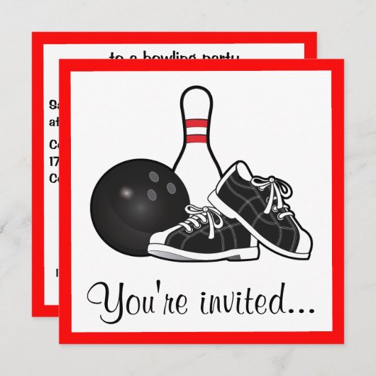 Invitation Partie de bowling d'anniversaire (Devant / Derrière)