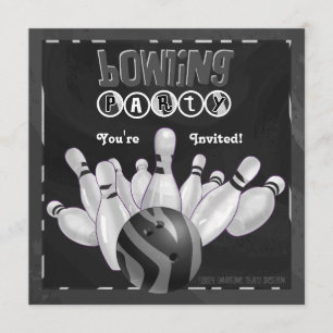 Invitation Partie de bowling de poster de animal noire et
