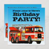 Invitation Partie de camion de pompiers de l'anniversaire du (Devant / Derrière)