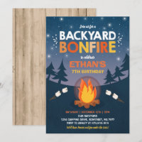 Partie de camping de feu d'invitation