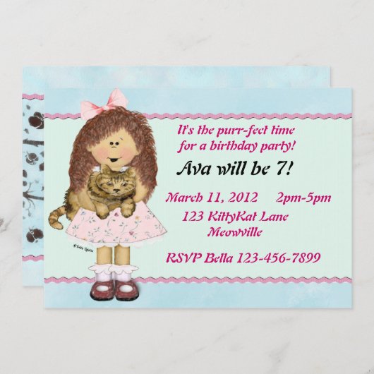 Invitation Partie de chat (Devant / Derrière)