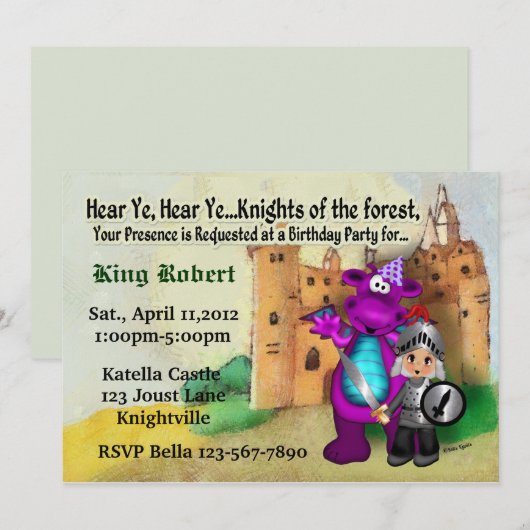 Invitation Partie de chevalier (Devant / Derrière)